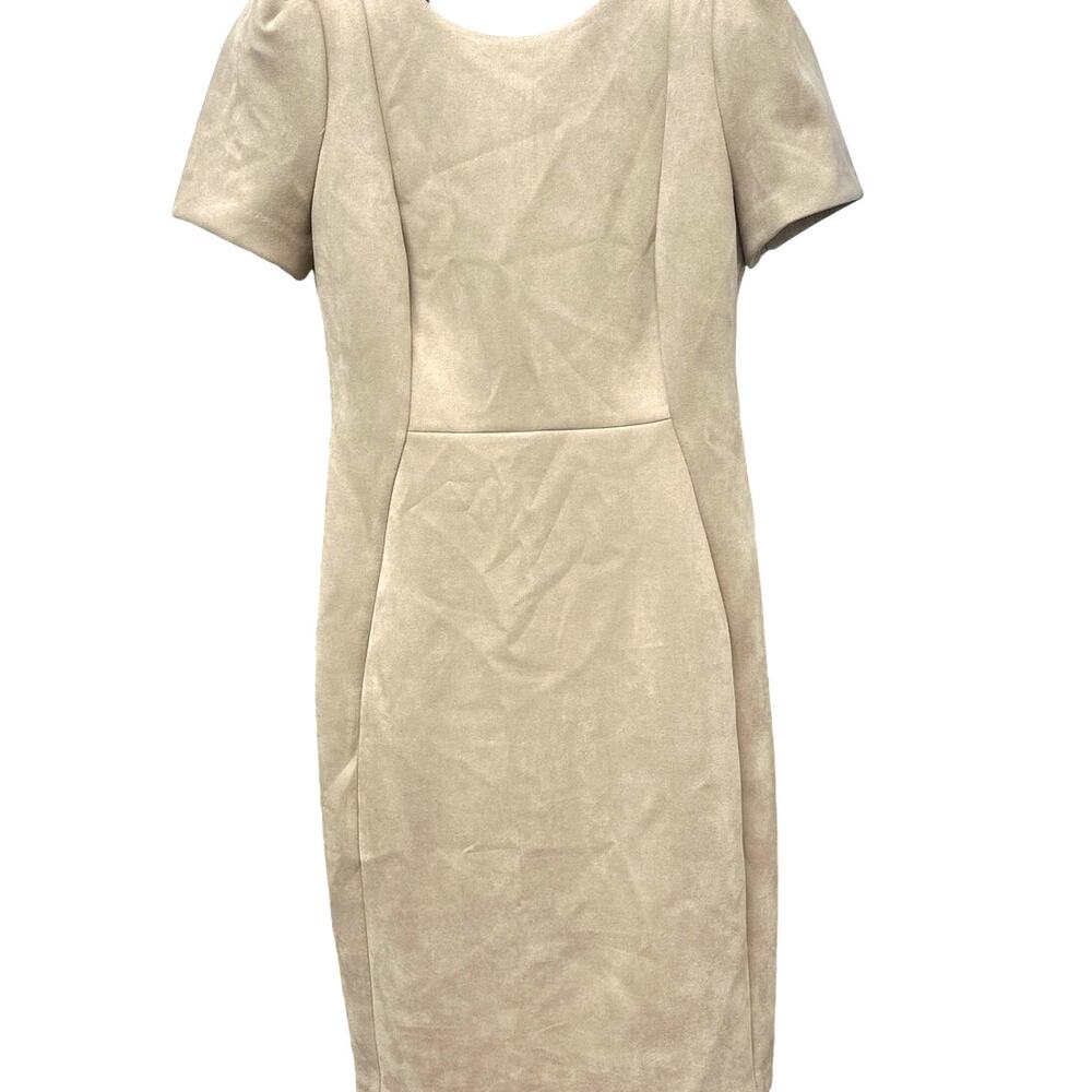 Calvin Klein Scuba Sheath Dress Sz 10 Beige NWT Work Office